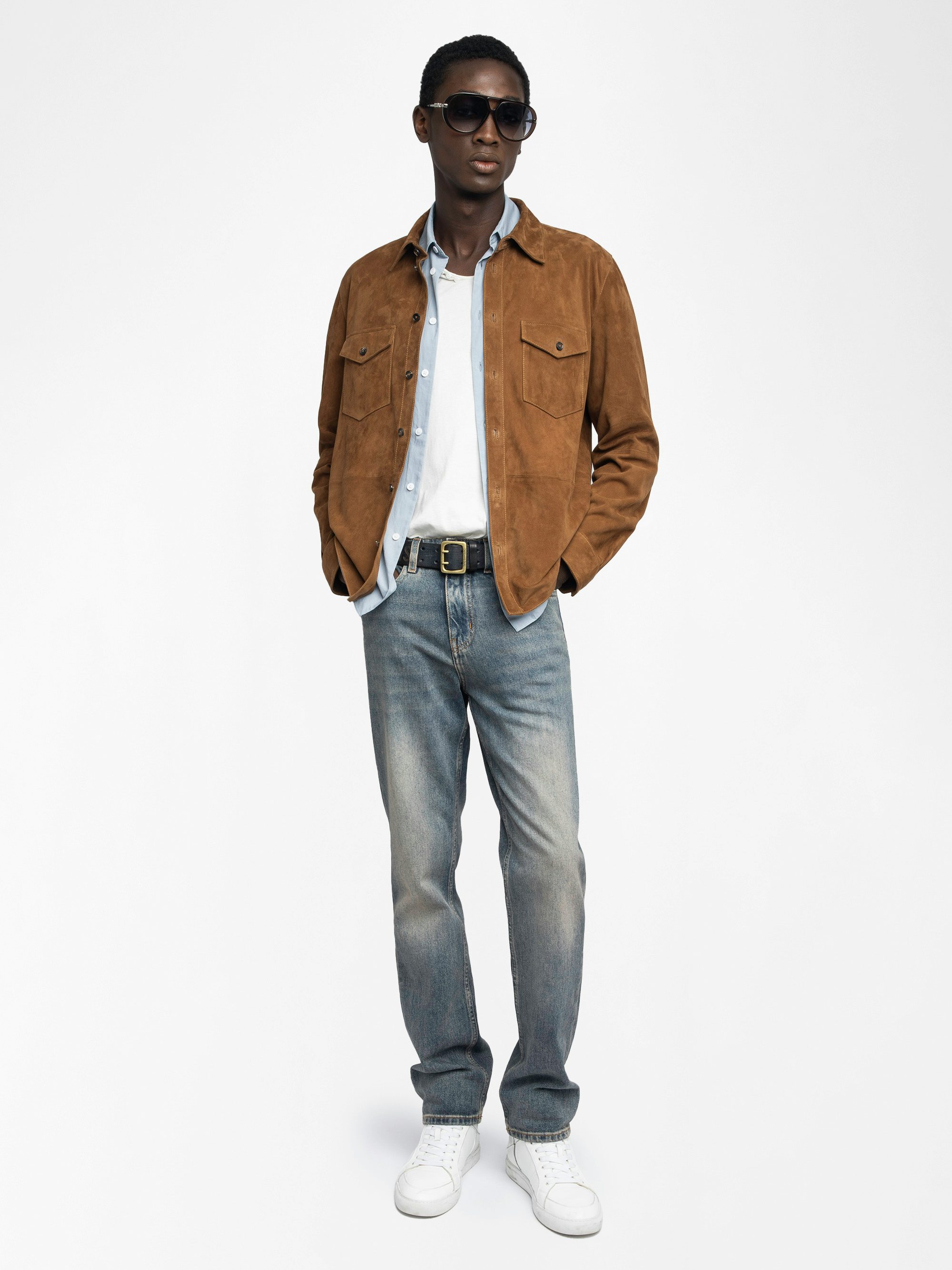 Sergy Suede Shirt - Lightweight suede shirt with flap pockets and button fastening.